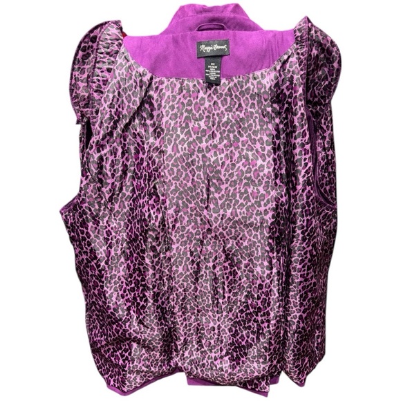 Maggie Barnes Faux Suede Jacket 0X 14/16W Purple Animal Print Lining NWOT - Picture 6 of 7